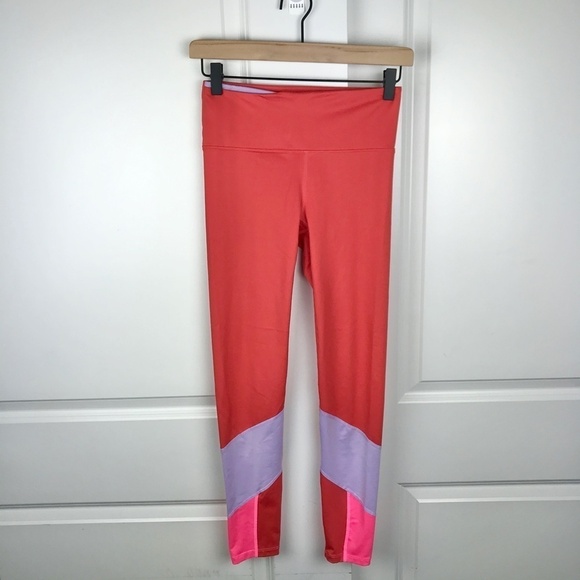JoyLab 7/8 Coral Comfort Color Block Leggings- XS - Picture 1 of 10